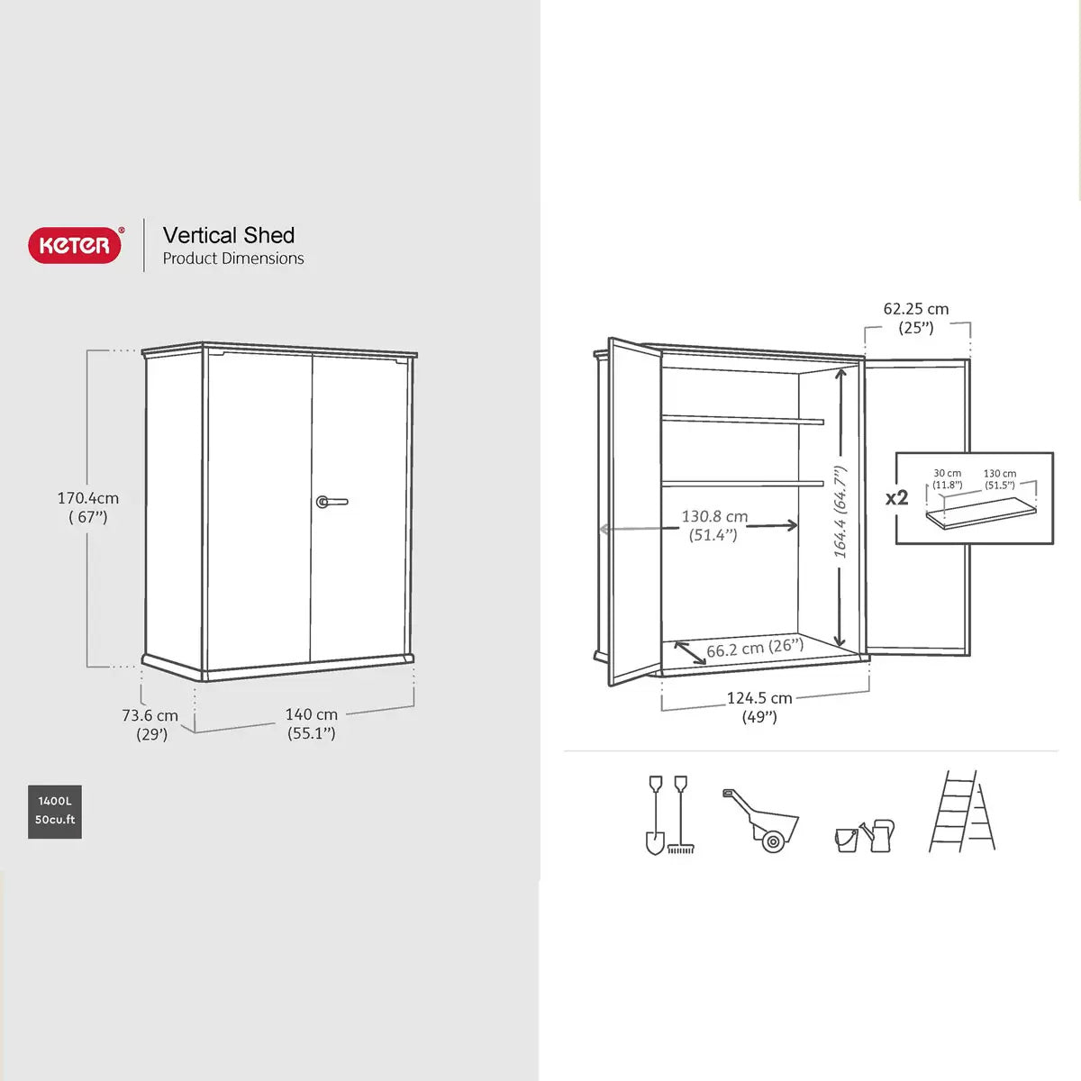 Keter Signature Vertical Shed - Ashwood Look