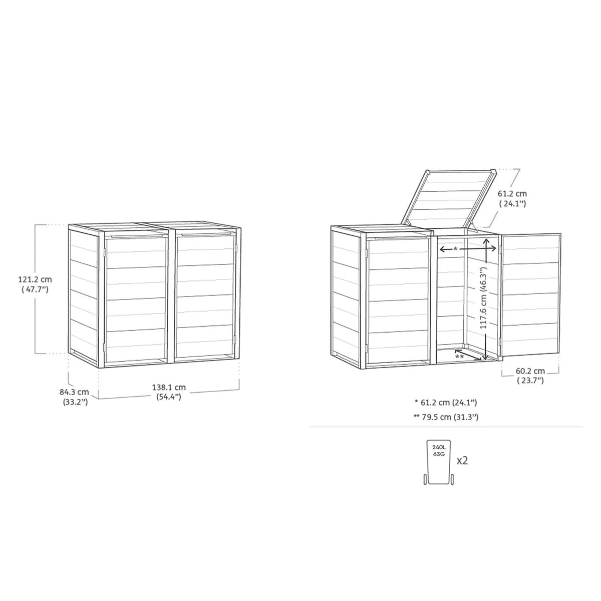 Keter  Hideaway - 2 Bin (Grey)