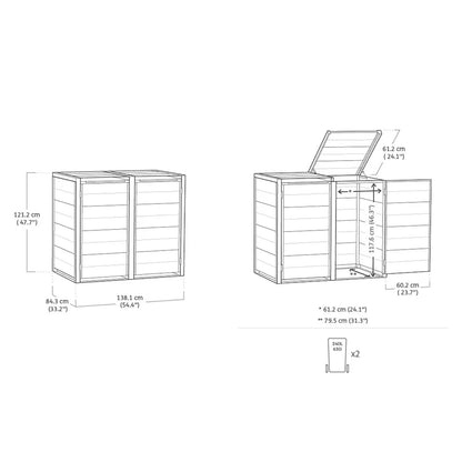 Keter  Hideaway - 2 Bin (Grey)
