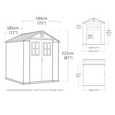 Keter Darwin 6x6 Garden Shed - Grey (1.9 x 1.8m)