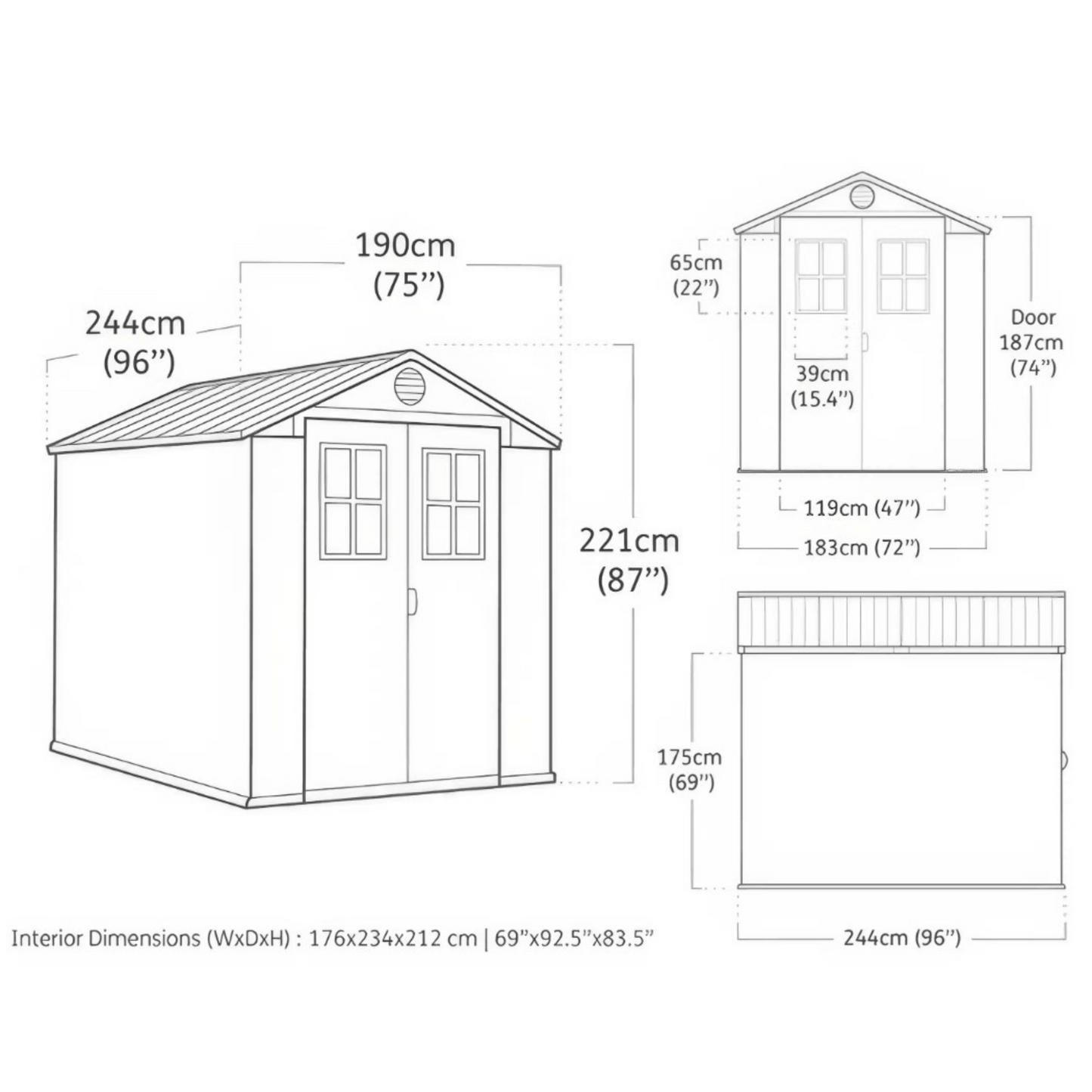 Keter Darwin 6x8 Garden Shed - Grey (1.9 x 2.4m)