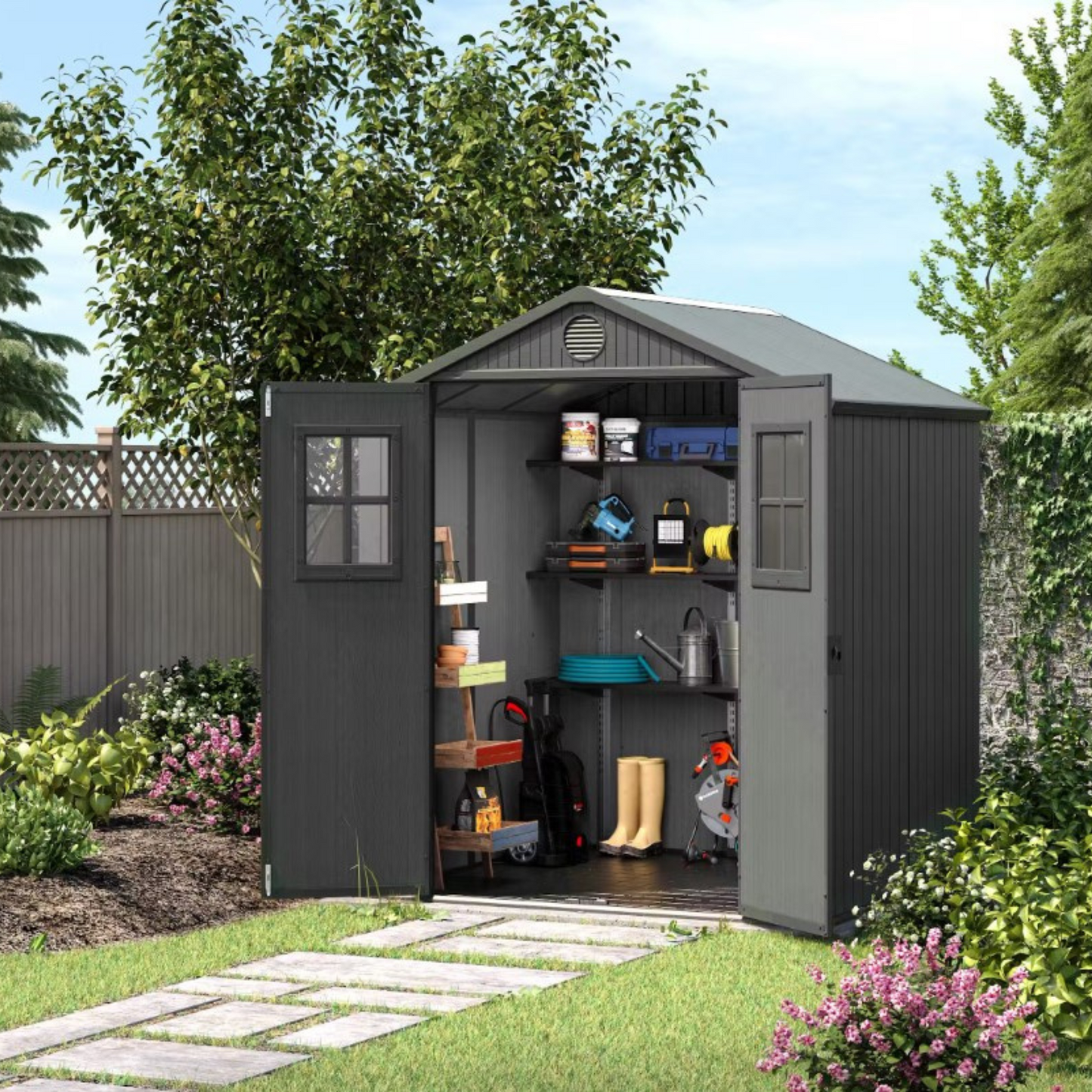 Keter Darwin 6x6 Garden Shed - Grey (1.9 x 1.8m)