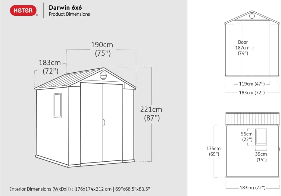 Keter Darwin 6x6 Garden Shed - Brown (1.9 x 1.8m)