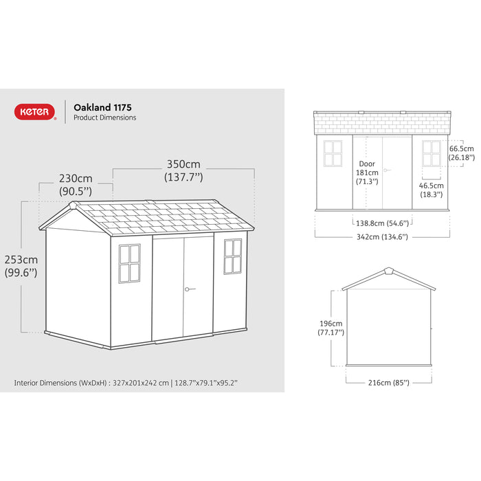 Keter Oakland Garden Shed 1175 (3.5 x 2.3m)
