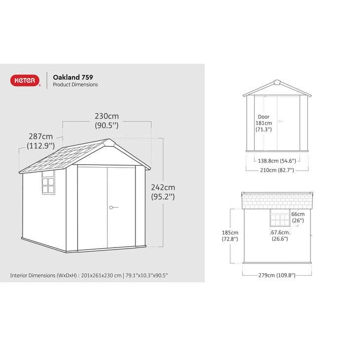 Keter Oakland Garden Shed 759 (2.3 x 2.9m)