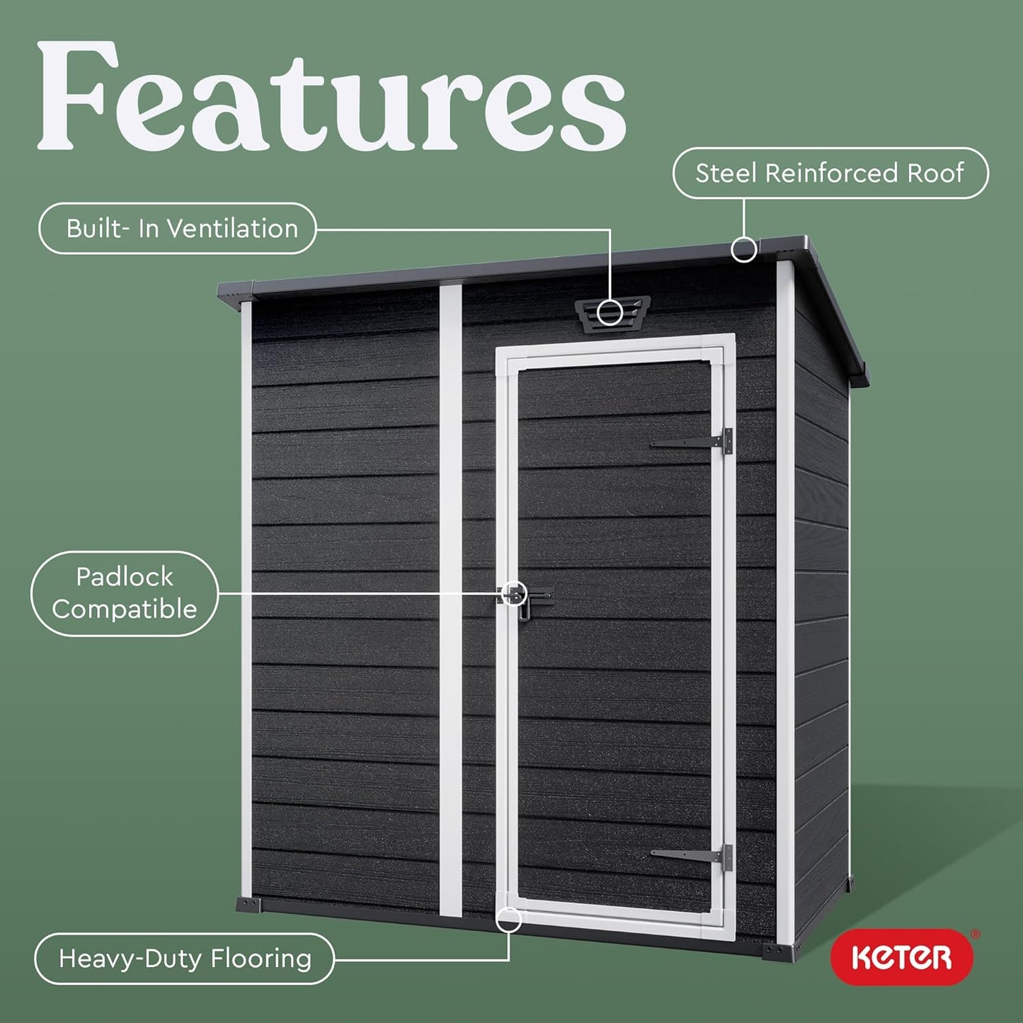 Manor Pent Essential 6x4 Garden Shed - Dark Grey (1.8 x 1.1m)