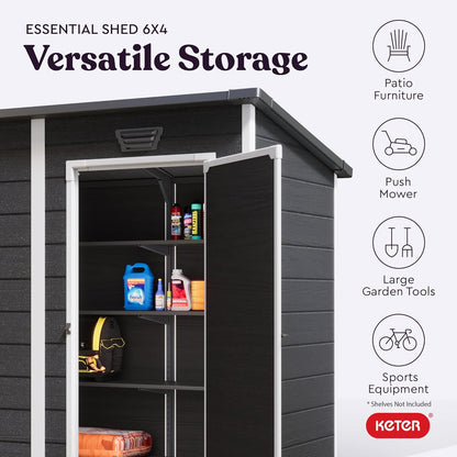 Manor Pent Essential 6x4 Garden Shed - Dark Grey (1.8 x 1.1m)
