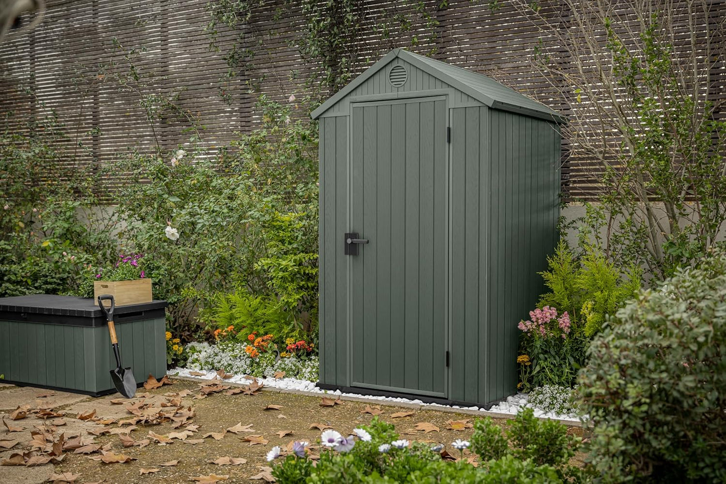 Keter Darwin 4x4 Garden Shed - Wood Green (1.3 x 1.2m)