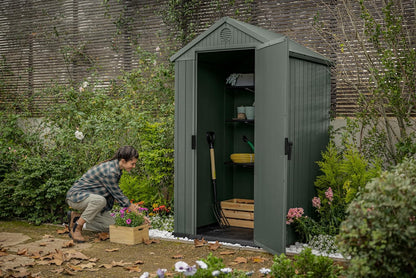 Keter Darwin 4x4 Garden Shed - Wood Green (1.3 x 1.2m)