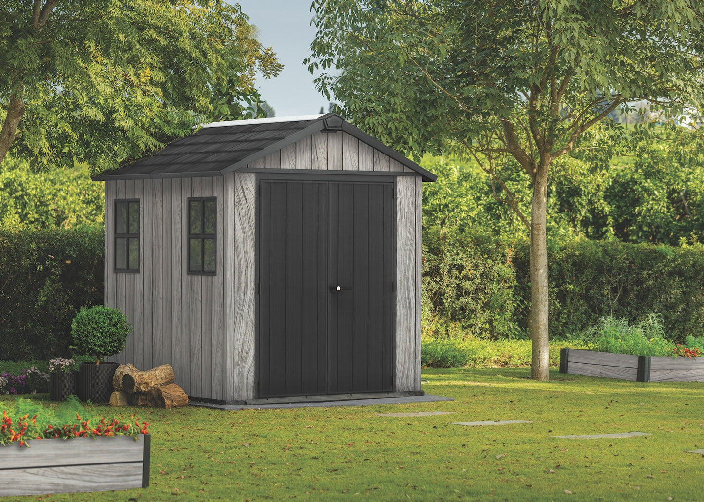 Keter Apex Shed 7.5x7 -Stormgrey Look (2.3 x 2.2m)