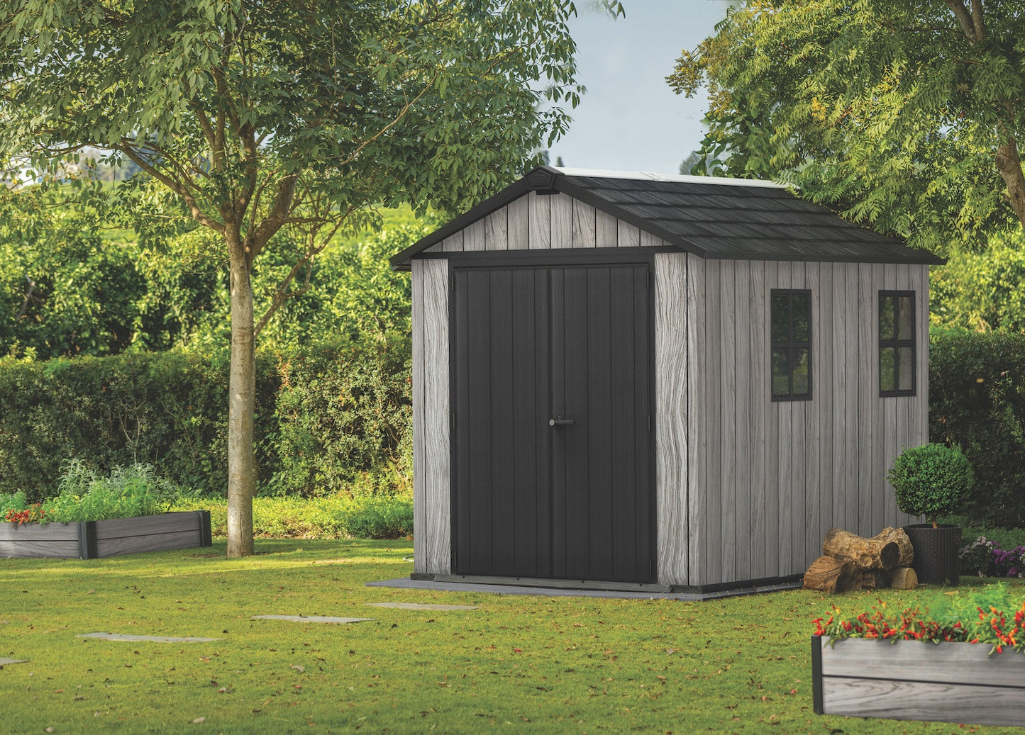 Keter Apex Shed 7.5x9 - Stormgrey Look (2.3 x 2.9m)