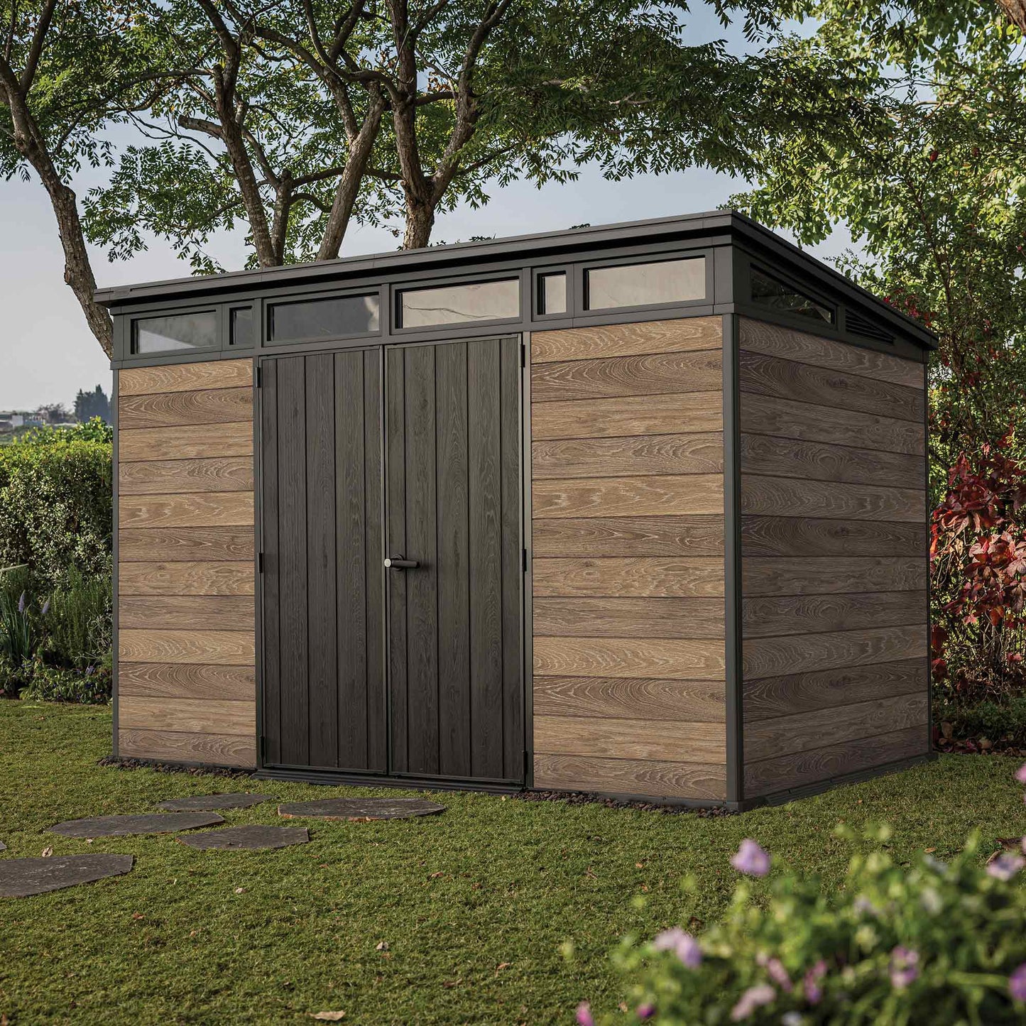 Keter Signature Pent 11x7 Shed - Walnut Look (3.4 x 2.2m)