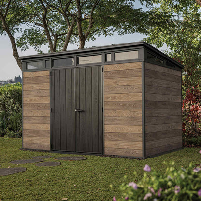 Keter Signature Pent 11x7 Shed - Walnut Look (3.4 x 2.2m)