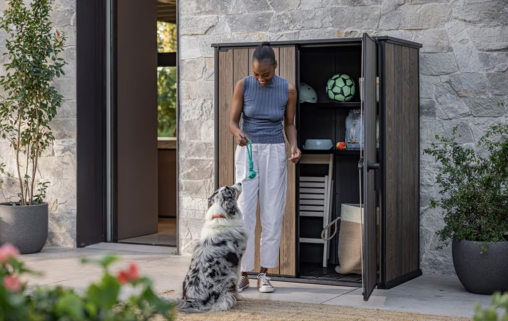 Keter Signature Vertical Shed - Walnut Look