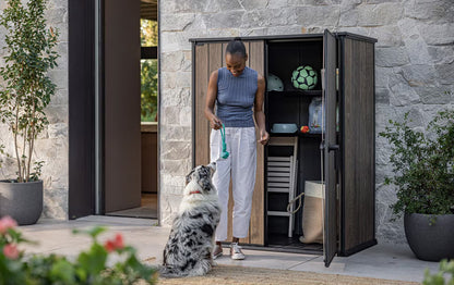 Keter Signature Vertical Shed - Walnut Look