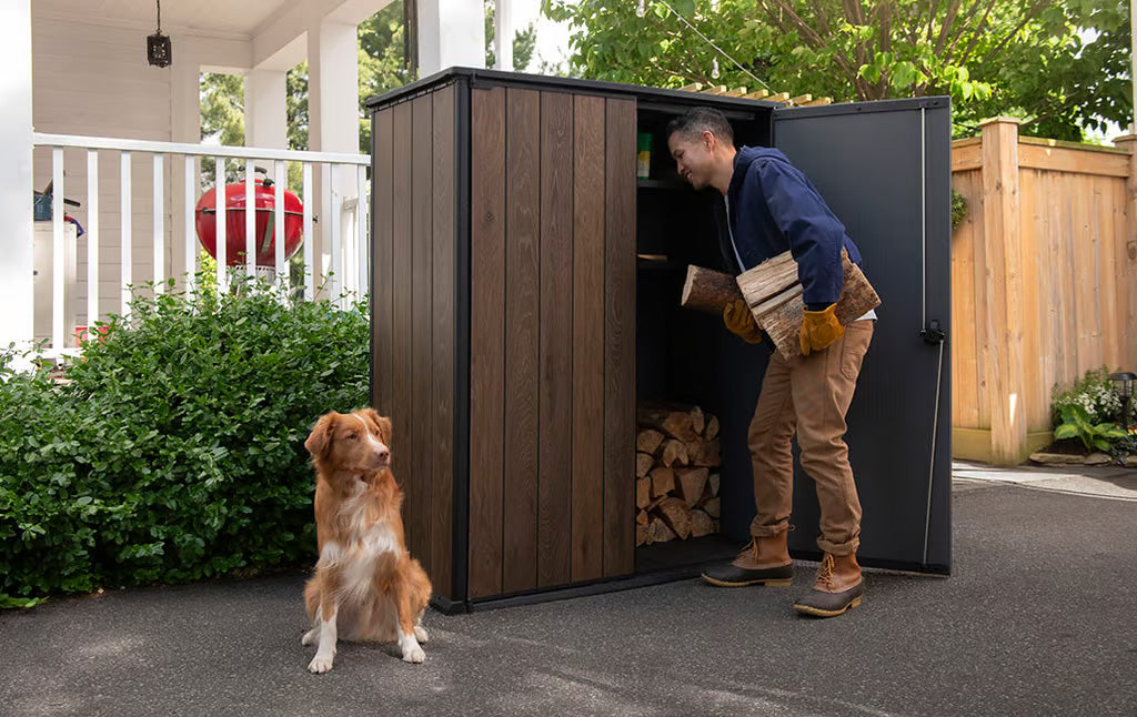 Keter Signature Vertical Shed - Walnut Look