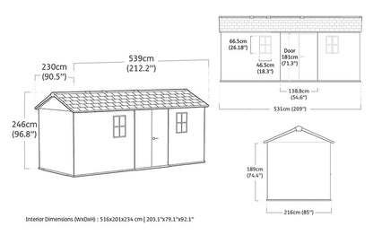 Keter Newton Plus Shed 7.5x17 (2.3 x 5.4m)
