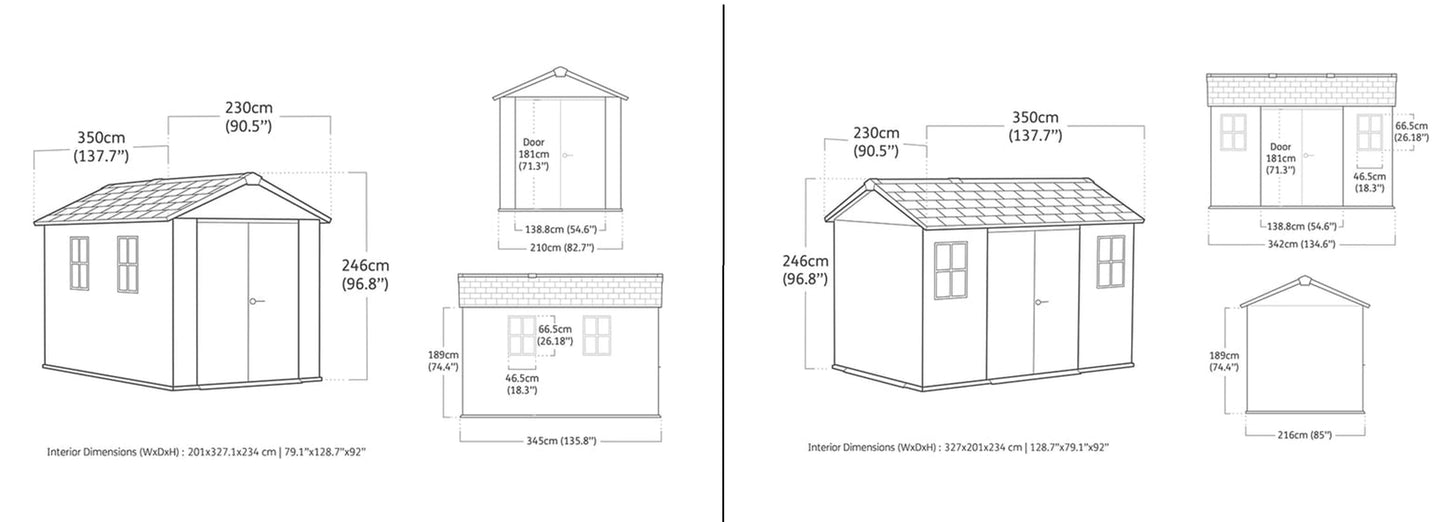 Keter Apex Shed 7.5x11 - Stormgrey Look (2.3 x 3.5m)