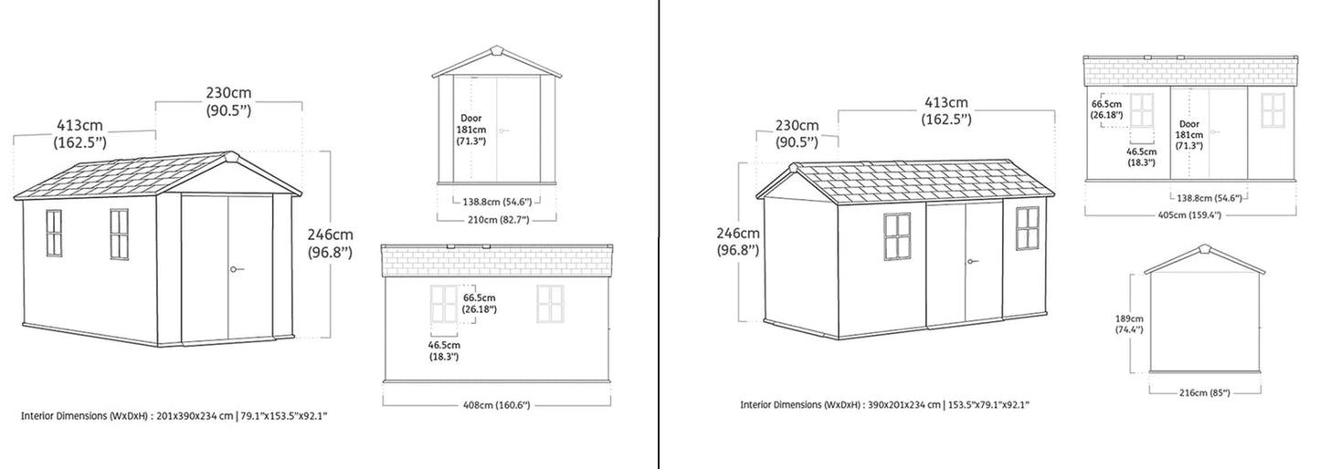 Keter Apex Shed 7.5x13 - Stormgrey Look (2.3 x 4.0m)