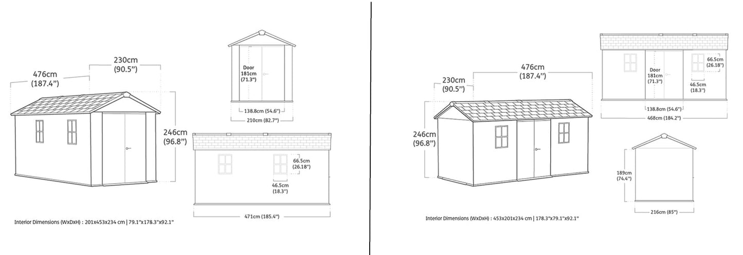 Keter Apex Shed 7.5x15 - Stormgrey Look (2.3 x 4.6m)