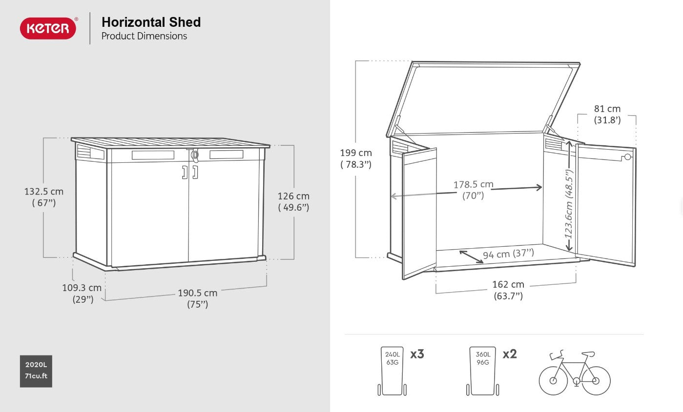 Keter Signature Horizontal Shed - Walnut Look 2020L