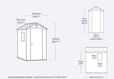 Keter Darwin 4x6 Garden Shed - Grey (1.3 x 1.9m)
