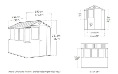 Keter Potting 6x8 Shed - Green (1.9 x 2.4m)