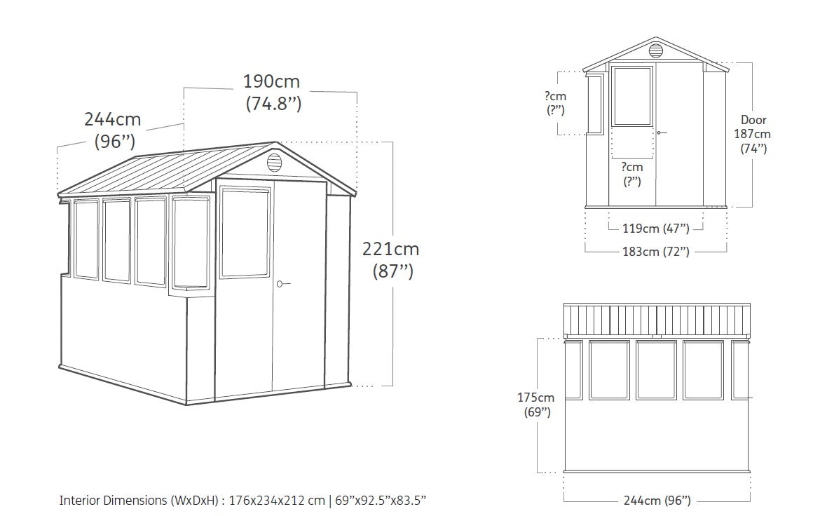 Keter Potting 6x8 Shed - Dark Grey (1.9 x  2.4m)