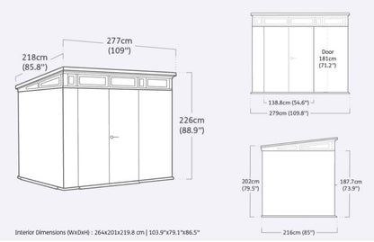 Keter Artisan 9 x 7 Garden Shed (2.8 x 2.2m) - CLEARANCE