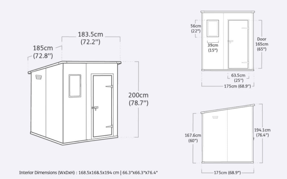 Keter Manor Pent 6x6 Garden Shed - Grey (1.8 x 1.8m)