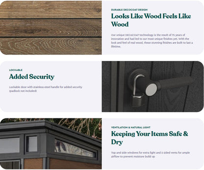 Keter Signature Pent 7x7 Shed - Walnut Look (2.2 x 2.2m)