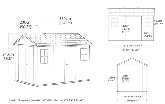 Keter Newton Plus Double Door Shed 7.5x11 (2.3 x 3.4m)