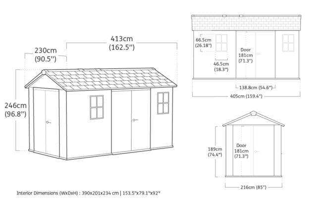 Keter Newton Plus Double Door Shed 7.5x13 (2.3 x 4.0m)