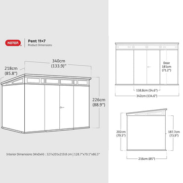Keter Signature Pent 11x7 Shed - Walnut Look (3.4 x 2.2m)