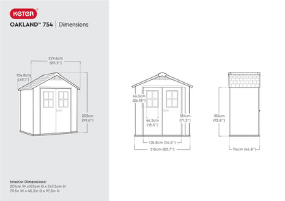 Keter Oakland Garden Shed 754 (2.1 x 1.2m)