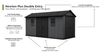 Keter Newton Plus Double Door Shed 7.5x13 (2.3 x 4.0m)