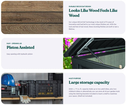 Keter Signature Horizontal Shed - Walnut Look 2020L